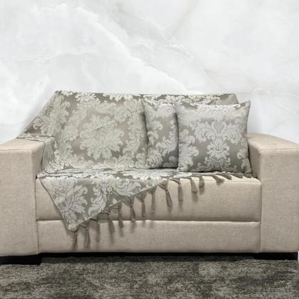 Imagem de Kit Manta Xale para Sofá e Cama Jaquard com 2 Capas de almofadas