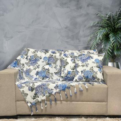 Imagem de Kit Manta Xale para Sofá e Cama Jaquard com 2 Capas de almofadas