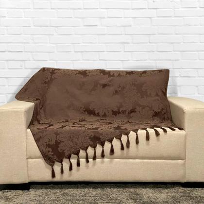 Imagem de Kit Manta Xale para Sofá e Cama Jaquard com 2 Capas de almofadas