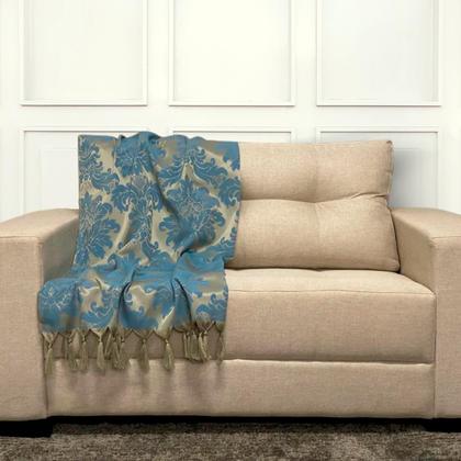 Imagem de Kit Manta Xale para Sofá e Cama Jaquard com 2 Capas de almofadas