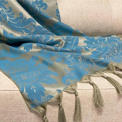 Imagem de Kit Manta Xale para Sofá e Cama Jaquard com 2 Capas de almofadas