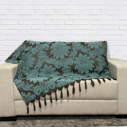 Imagem de Kit Manta Xale para Sofá e Cama Jaquard com 2 Capas de almofadas