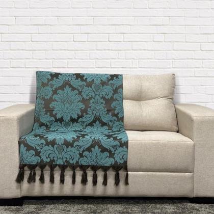 Imagem de Kit Manta Xale para Sofá e Cama Jaquard com 2 Capas de almofadas