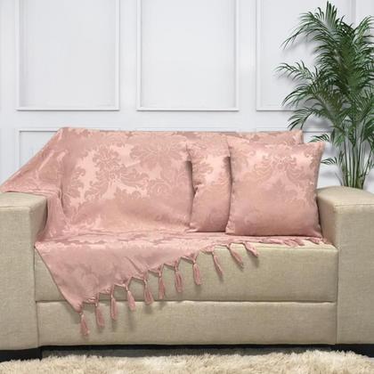 Imagem de Kit Manta Xale para Sofá e Cama Jaquard com 2 Capas de almofadas