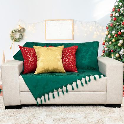 Imagem de Kit Manta Xale Sofá Natal com 3 capas de Almofadas 45x45