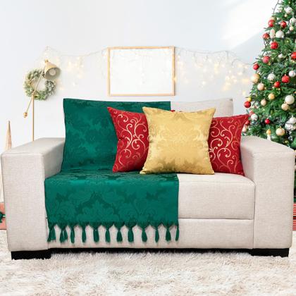 Imagem de Kit Manta Xale Sofá Natal com 3 capas de Almofadas 45x45