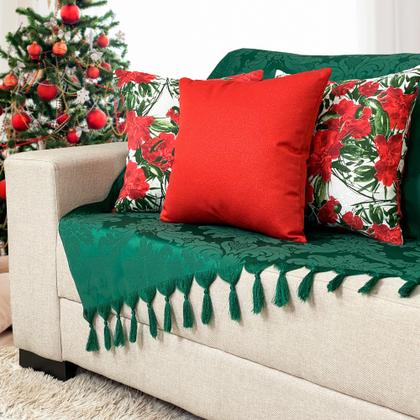 Imagem de Kit Manta Xale Sofá Natal com 3 capas de Almofadas 45x45