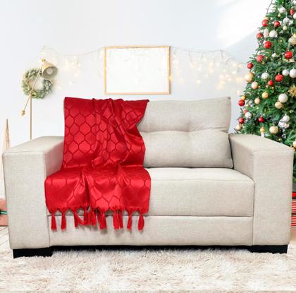 Imagem de Kit Manta Xale Sofá Natal com 3 capas de Almofadas 45x45