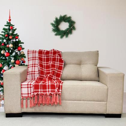 Imagem de Kit Manta Xale Sofá Natal com 3 capas de Almofadas 45x45