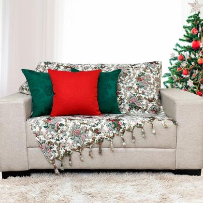 Imagem de Kit Manta Xale Sofá Natal com 3 capas de Almofadas 45x45