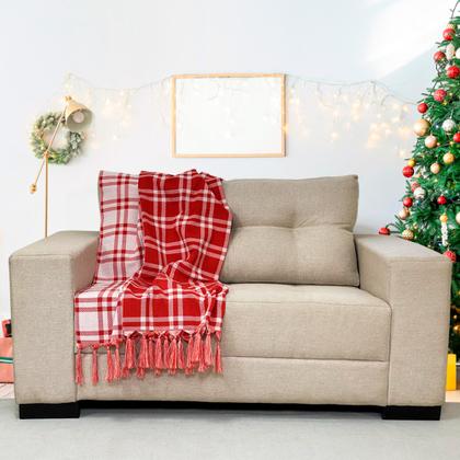 Imagem de Kit Manta Xale Sofá Natal com 3 capas de Almofadas Quadrada e Quebra Rim