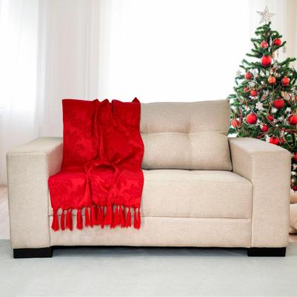 Imagem de Kit Manta Xale Sofá Natal com 3 capas de Almofadas Quadrada e Quebra Rim