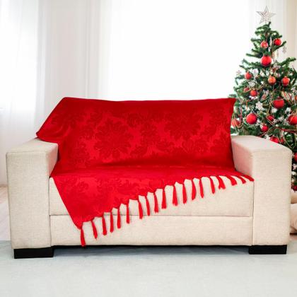 Imagem de Kit Manta Xale Sofá Natal com 3 capas de Almofadas Quadrada e Quebra Rim