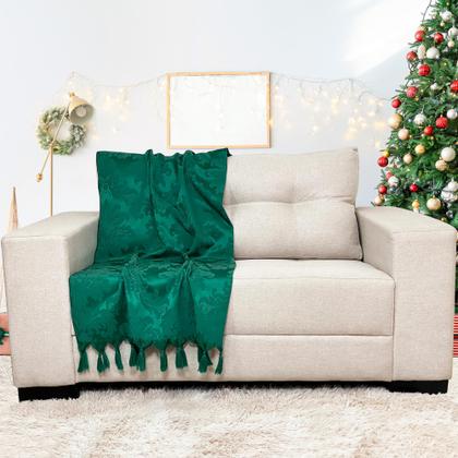 Imagem de Kit Manta Xale Sofá Natal com 3 capas de Almofadas Quadrada e Quebra Rim