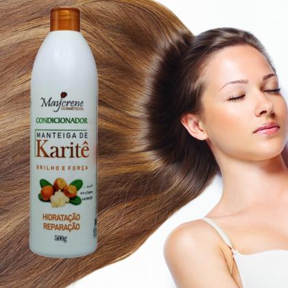 Imagem de Kit Manteiga De Karité Maycrene 5 Produtos(shampoo, Condicionador, Máscara, Creme para Pentear e Óleo Reparador Karité 30ml)