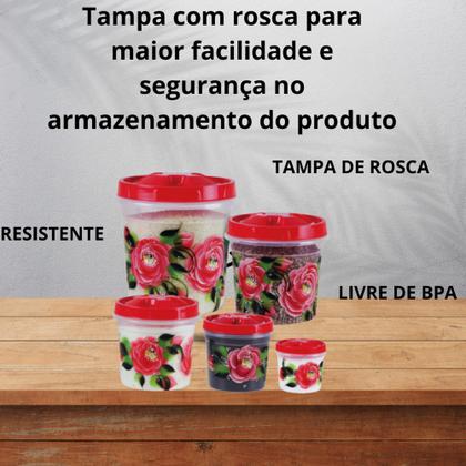 Imagem de Kit mantimento 5 peças decorado com tampa de rosca