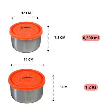 Imagem de Kit Mantimentos Com 5 Peças Prata/Laranja Organizador Pote Conjunto Arroz Açúcar Café Farinha