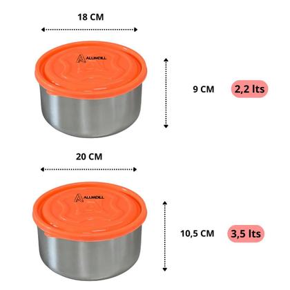 Imagem de Kit Mantimentos Com 5 Peças Prata/Laranja Organizador Pote Conjunto Arroz Açúcar Café Farinha