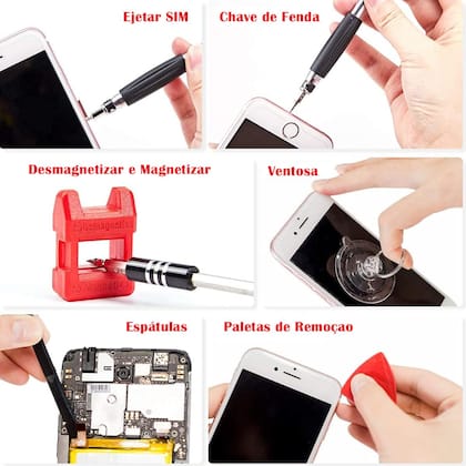 Imagem de Kit Manutenção Celular Chaves Reparo 56em1 + Manta Magnética 45x30cm + Multímetro Digital