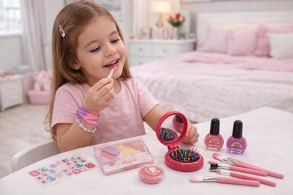 Imagem de Kit Maquiagem Brinquedo com Pincéis Espelho e Acessórios