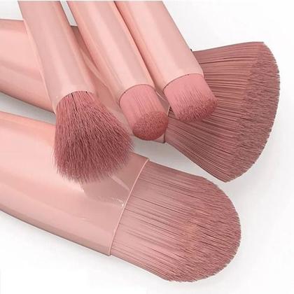 Imagem de Kit Maquiagem com 5 Pincéis com Caixa e Espelho Cerdas Suaves Rosa Feminino para Make Completa
