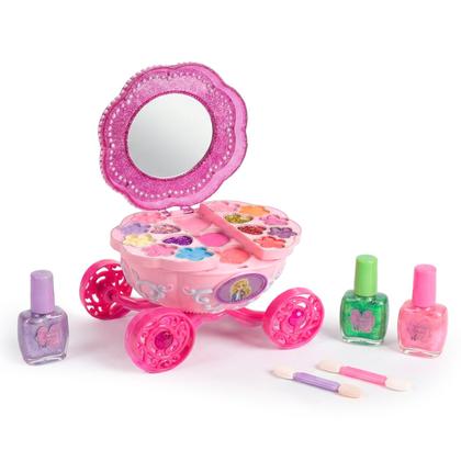 Imagem de Kit Maquiagem Infantil Carruagem Princesa Unitoys Com Sombras E Esmaltes Coloridos