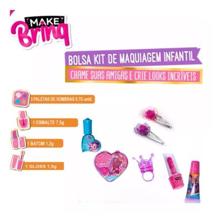 Imagem de Kit Maquiagem Infantil Com Bolsinha Makebrinq Polibrinq Mk11