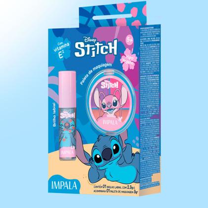Imagem de Kit Maquiagem Infantil Impala Disney Stitch Brilho Labial Stitch + Paleta com Sombras e Blush