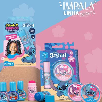 Imagem de Kit Maquiagem Infantil Impala Disney Stitch Brilho Labial Stitch + Paleta com Sombras e Blush