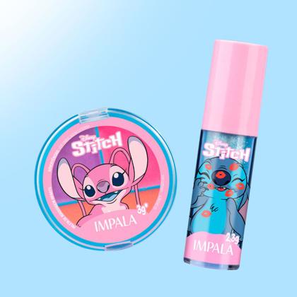 Imagem de Kit Maquiagem Infantil Impala Disney Stitch Brilho Labial Stitch + Paleta com Sombras e Blush