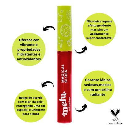 Imagem de Kit Maquiagem Melu by Ruby Rose Base Pó Máscara para Cílios Delineador Balm Labial Gloss