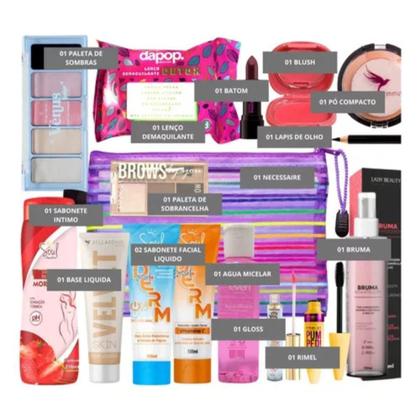 Imagem de Kit Maquiagem Pincel Sombra Base Pó Bella Femme Pele Negra