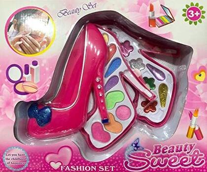Imagem de Kit Maquiagem Princesas Infantil Rosa Pink Formato De Sapato Anti Alergico Brinquedo