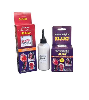 Imagem de Kit Maquiagem Terror Slug Sangue+ látex 100ml +Massa 200 gr