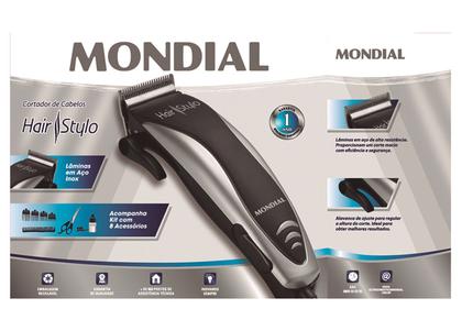Imagem de Kit Máquina Cortar Cabelo Barba Mondial 4 pentes CR02 Hair Stylo