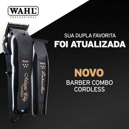Imagem de Kit Maquina de Cortar Cabelo e Acabamento Barber Combo Sem Fio Wahl Bivolt