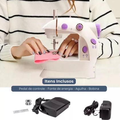 Imagem de Kit Máquina de Costura com Acessórios e Pedal Bivolt com Garantia