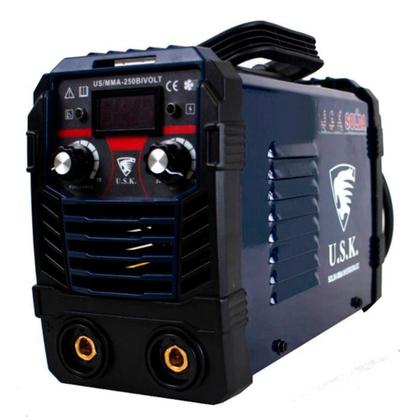 Imagem de Kit Máquina de Solda Inversora MMA-250 Painel Digital Bivolt 110/220V USK + Máscara Solda Automática