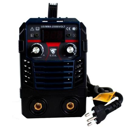 Imagem de Kit Máquina de Solda Inversora MMA-250 Painel Digital Bivolt 110/220V USK + Máscara Solda Automática