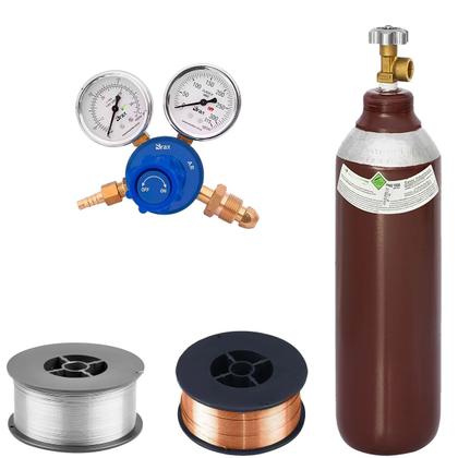 Imagem de Kit Maquina De Solda Inversora Multiprocesso Balmer Bivolt Mig 160 Tig Completa Cilindro Mascara Arame