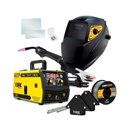 Imagem de Kit maquina de solda tork inversora cimets-7160/1k-bv bivolt mig/tig/mma 160a com máscara de solda