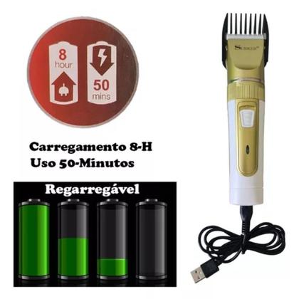 Imagem de Kit Máquina Tosa Pet Cachorros & Gatos Recarregável Sem Fio