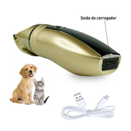 Imagem de Kit Máquina Tosa Pet S/ Fio Aparador Cachorro Gato 4 Pentes