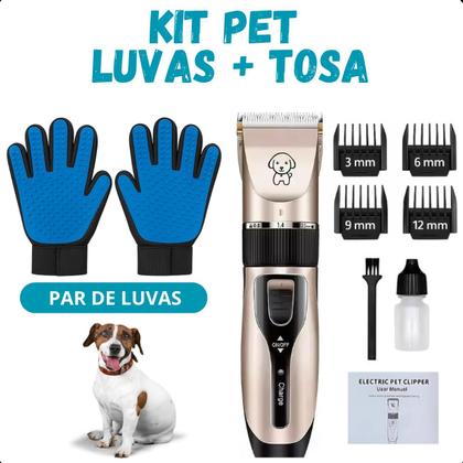Imagem de KIT Máquininha de tosa + de Luvas Tira Pêlos operação silenciosa
