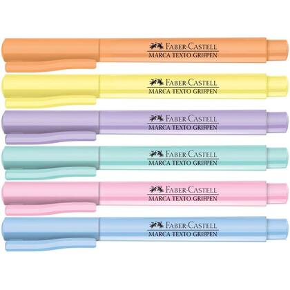 Imagem de Kit Marca Texto 6 Cores Pastel Faber Castell Grifpen SuperFluorescente