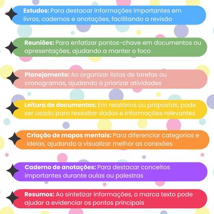 Imagem de Kit Marca Texto 6 Cores Tons Neon Pastel - Escolha Seu Kit