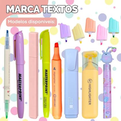 Imagem de Kit Marca Texto 6 Cores Tons Neon Pastel - Escolha Seu Kit