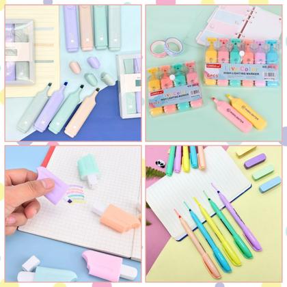 Imagem de Kit Marca Texto 6 Cores Tons Neon Pastel - Escolha Seu Kit