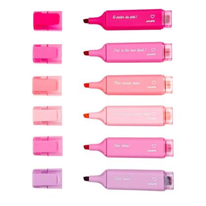 Imagem de Kit Marca Texto Soft Touch 6 Tons de Rosa Pink Vibes LeoArte