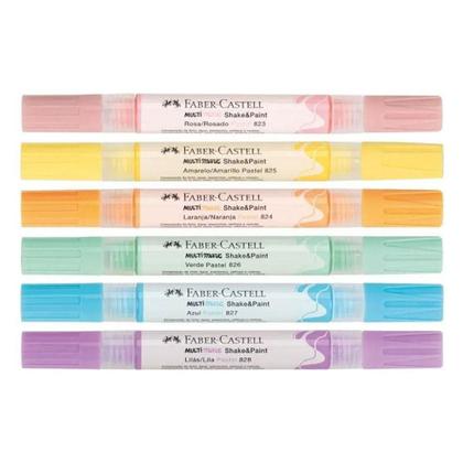 Imagem de Kit Marcador Criativo Multimark Multisuperfície Mmes6psp 6 Cores Pastel - Faber Castell